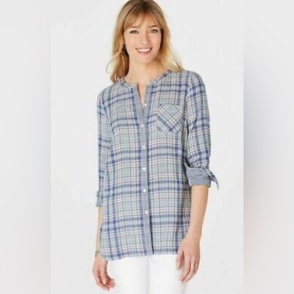 J. Jill Plaid Crew Neck Tunic